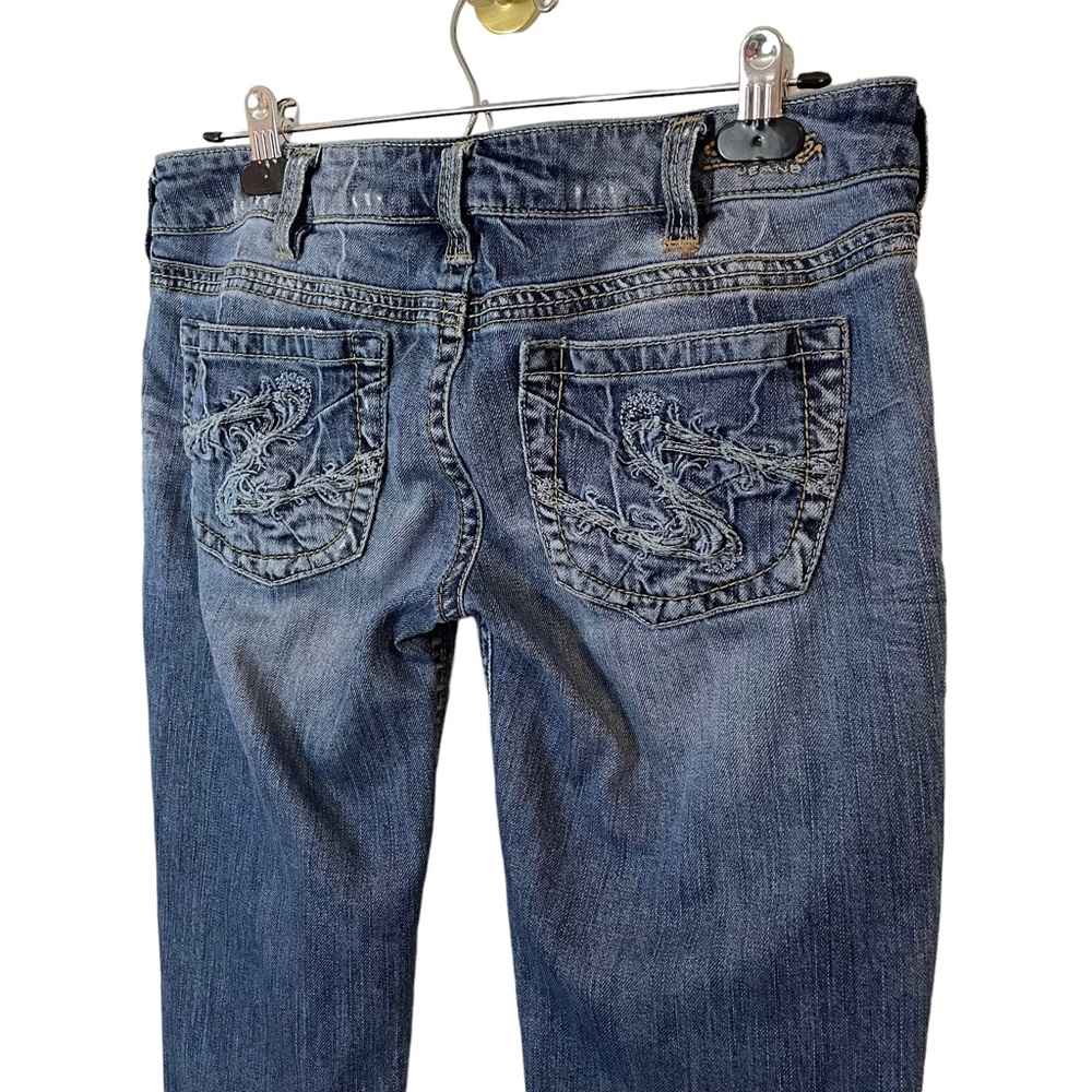 Silver Jeans Tuesday Slim Womens 30/33 Straight Blue Denim Embroidered Medium